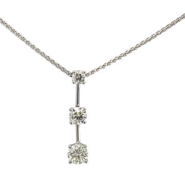 18K White Gold 1/1ctw Diamond 3 Stone Pendant
