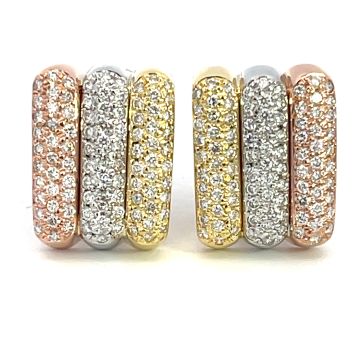 18K Yellow Gold 2/1ctw Diamond White, Rose, Yellow Pave Earrings