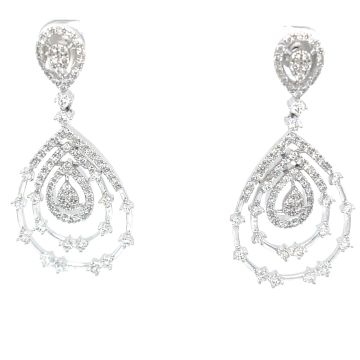 18K White Gold Diamond Dangling Earrings with 2.16ctw Diamonds
