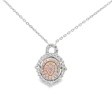 18K White Gold Chain Pendant with 0.18ct Pink Diamonds