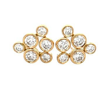 14K Yellow Gold 1/1ctw Diamond Bubble Earrings