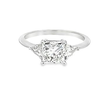 18K White Gold 1.83ctw Diamond Engagement ring with Princess GIA 14615526 1.51ct E VS1 EXVG Faint