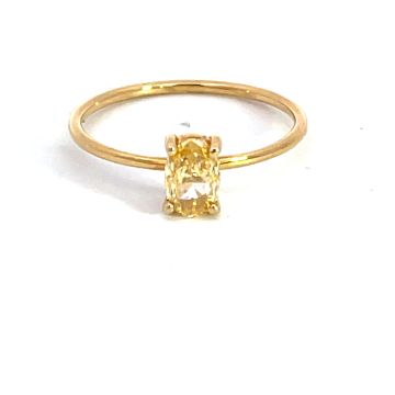 18K Yellow Gold Solitaire with GIA 2193935826 Oval 0.51 Fancy Orangy Yellow