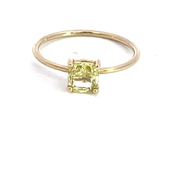 18K White Gold Solitaire with GIA 6194936132 Cushion 0.63 Fancy Yellow VVS1