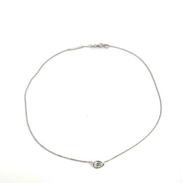 18K White Gold Necklace with GIA 2161935314 Pear 0.70 GVS1