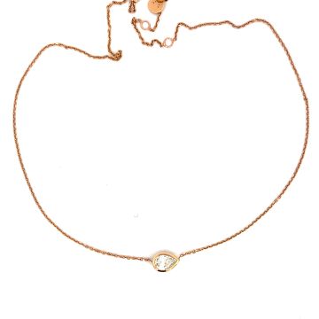 18K Rose Gold Necklace with GIA 2161935278 Pear 0.70 DVS1