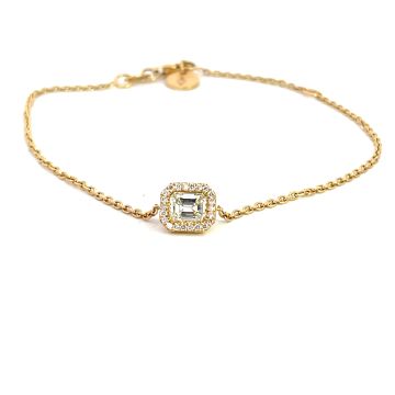 18K Yellow Gold Bracelet with GIA 2205244317 Emerald 0.52ct JVVS1 VGGD None  and 0.15ct melee