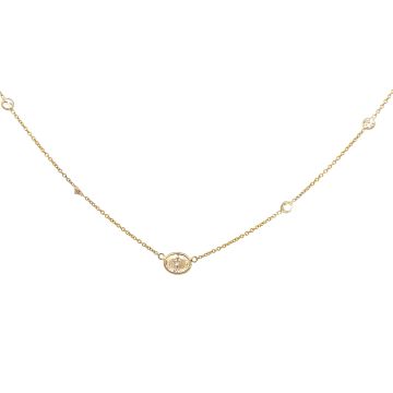 14K Yellow Gold 1.13ct Oval H SI2 GIA 7235127789 and 0.56ctw Diamond By The Yard Necklace