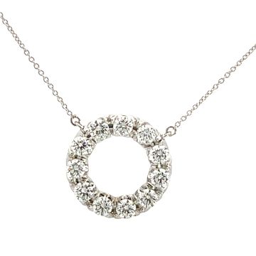 18K White Gold 2.20ctw Diamond Circle Pendant