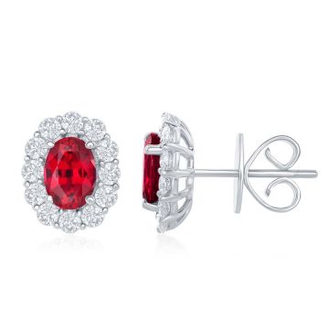 18K White Gold Earrings with 0.60ctw Diamonds and 0.90ctw Rubies