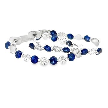 14K White Gold Earrings with 1.40ctw Diamonds and 1.71ctw Sapphires