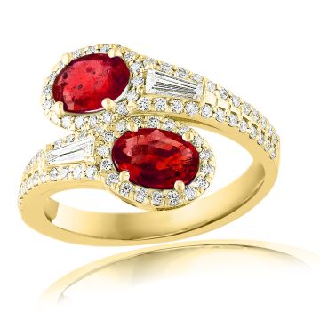 14K Yellow Gold Ring with 0.50ctw Diamonds and 1.67ctw Rubies