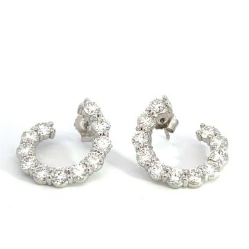 14K White Gold 2 3/4ctw Diamond Twist Hoops