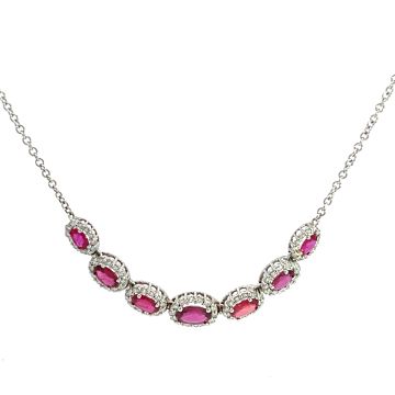 14K White Gold Necklace with 1.00 ctw Diamonds and 3.63ctw Rubies