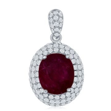 18K White Gold Necklace with 0.48ctw Diamonds and 1.66ctw Rubies