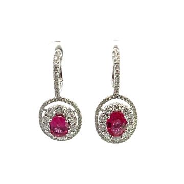 18K White Gold Earrings with 2.14ctw Diamonds and 1.71ctw Rubies