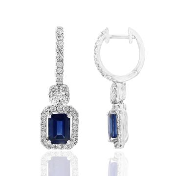 18K White Gold Earrings with 0.95ctw Diamonds and 2.13ctw Sapphires