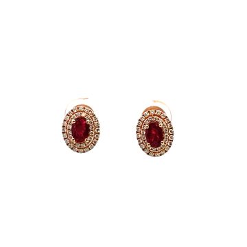 18K Rose Gold Earrings with 0.50ctw Diamonds and 0.97ctw Rubies
