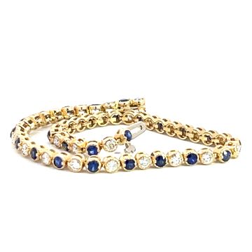 14K Yellow Gold Bracelet with 1.31ctw Diamonds and 1.71ctw Sapphires