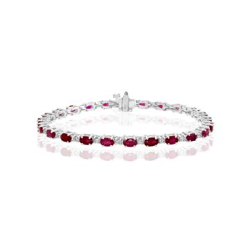 14K White Gold Bracelet with 1.25ctw Diamonds and 6.80ctw Rubies