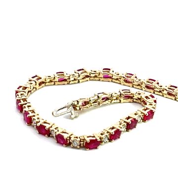 14K Yellow Gold Bracelet with 1.10ctw Diamonds and 6.80ctw Rubies