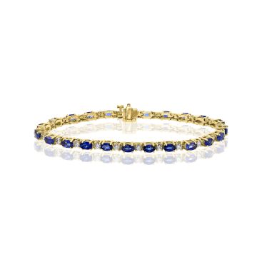14K Yellow Gold Bracelet with 1.10ctw Diamonds and 6.50ctw Sapphires