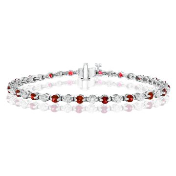 14K White Gold Bracelet with 1.75ctw Diamonds and 2.25ctw Rubies
