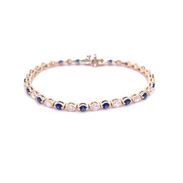 14K Yellow Gold Bracelet with 2.88ctw Diamonds and 3.18ctw Sapphires