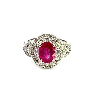 18K White Gold Ring with 1.43ctw Diamonds and 2.11ctw Rubies