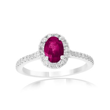 14K White Gold Ring with 0.56ctw Diamonds and 1.25ctw Rubies