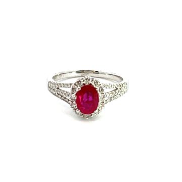 18K White Gold Ring with 0.52ctw Diamonds and 0.78ctw Rubies