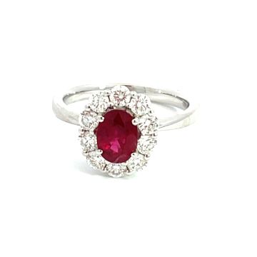 14K White Gold Ring with 0.83ctw Diamonds and 0.92ctw Rubies