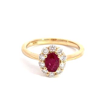 18K Yellow Gold Ring with 0.73ctw Diamonds and 1.03ctw Rubies