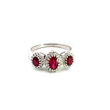 14K White Gold Ring with 0.24ctw Diamonds and 0.88ctw Rubies
