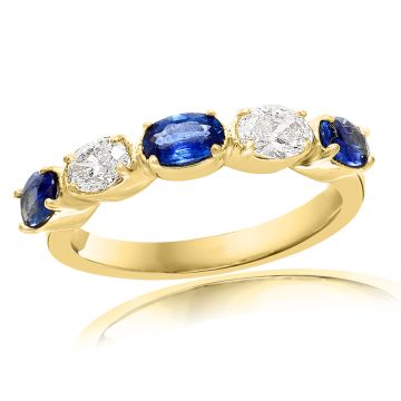 14K Yellow Gold Ring with 0.40ctw Diamonds and 0.94ctw Sapphires