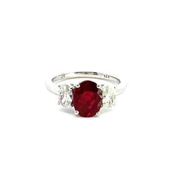 14K White Gold Ring with 0.61ctw Diamonds and 2.07ctw Rubies