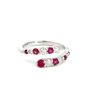 18K White Gold Ring with 0.38ctw Diamonds and 0.43ctw Rubies