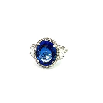 950 Platinum Gold Ring with 1.02ctw Diamonds and 5.59ctw Sapphires (Certified)