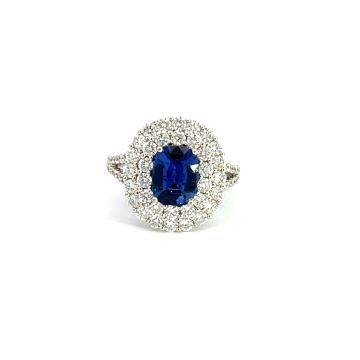 18K White Gold Ring with 1.63ctw Diamonds and 1.75ctw Sapphires