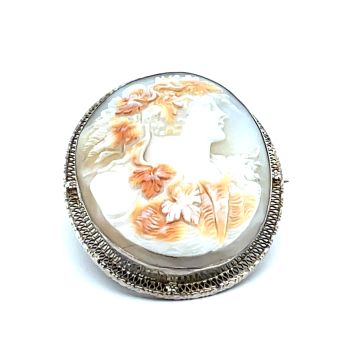 Silver Cameo Pin LARGE