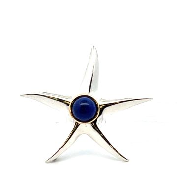 Tiffany & Co 18K Gold and Sterling Silver Vintage Lapis Lazuli Starfish Brooch
