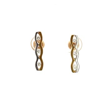 18K White and Yellow Gold 1/5ctw Diamond Fashion Earrings