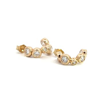 14K Yellow Gold 1.30ctw Diamond Bubble Hoop Earrings