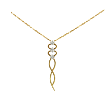 18K Yellow Gold 1/3ctw Diamond and Fashion Slide Pendant and chain