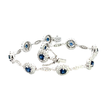 18K White Gold 2.13ctw Blue Sapphire and 1.82ctw Diamond Bracelet