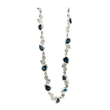 18K White Gold 2.69ctw Blue Sapphire and 0.74ctw Diamond Bracelet