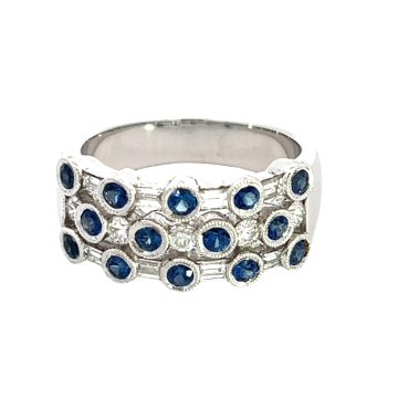 18K White Gold 1.00ctw Blue Sapphire and 0.65ctw Diamond Ring