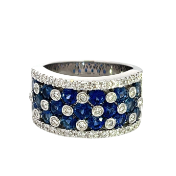 18K White Gold 4.25ctw Blue Sapphire and 0.58ctw Diamond Ring