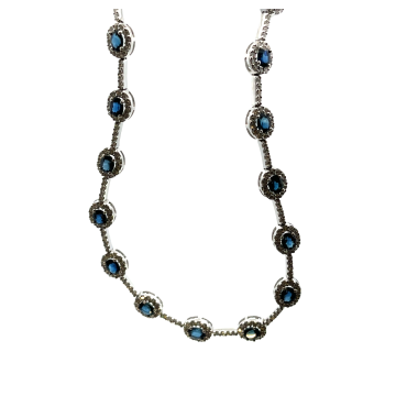 18K White Gold 10.00ctw Blue Sapphire and 6.00ctwDiamond Necklace