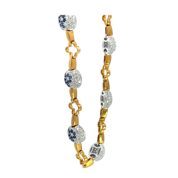 18K White Gold 2.16ctw Blue Sapphire and 3.20ctw Diamond Bracelet